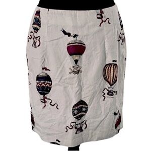 Fun Hot Air Balloon 100% Cotton Talbots White Skirt 10P with Print Vintage Retro